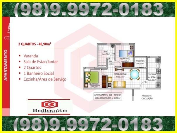 Bellecôte, apartamentos com 2 quartos, 42 a 48 m² Maiobão - São José de Ribamar/MA - Foto 4