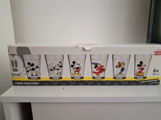 Jogo De Copos Americano Linha Do Tempo Mickey 90 Anos 190 Ml 6 Peças no  Shoptime