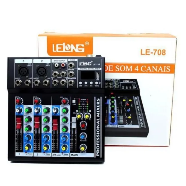 Mesa De Som 4 Canais Lelong Le-708 - Loja Natan Abreu
