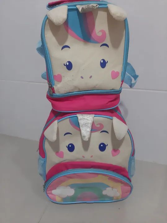 Aceito oferta Conjunto de Mochila e lancheira Unicornio Infantil