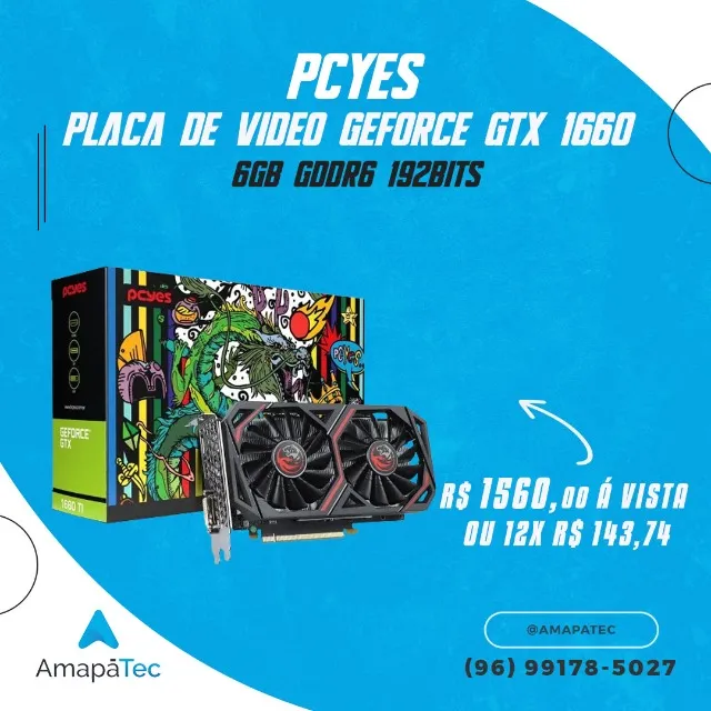 Placa De Video Pcyes Geforce Gtx 1660 Ti 6Gb Gddr6 192Bits
