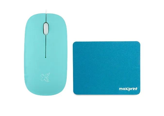 Mouse + Mousepad Bundle Blue Maxprint Cor Azul-Turquesa Novos - Foto 2