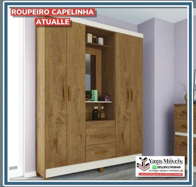 Guarda Roupa capelinha com espelho em Promoção entrega Grátis 