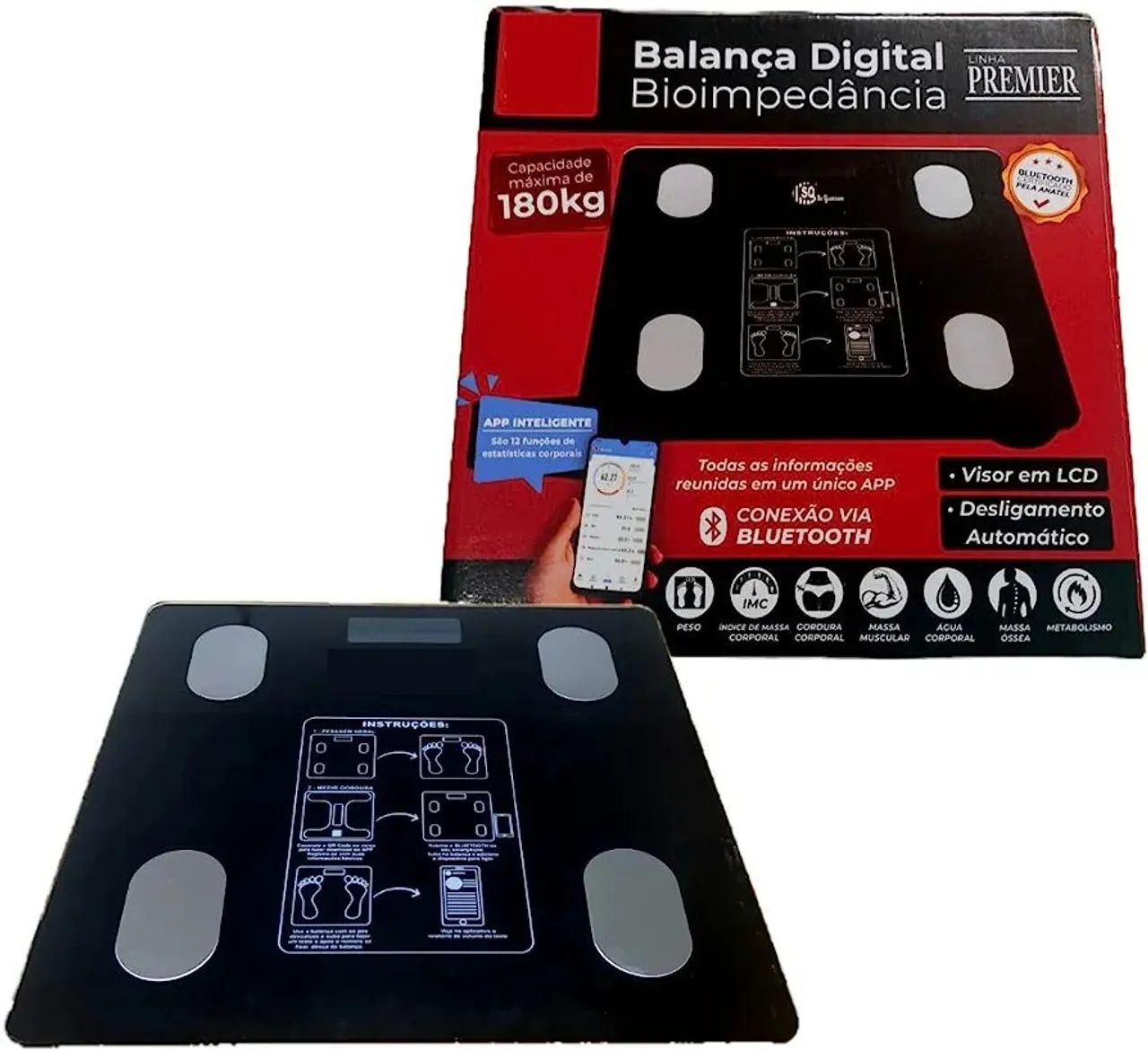 Balança Digital Bioimpedância Peso corporal bluetooth
