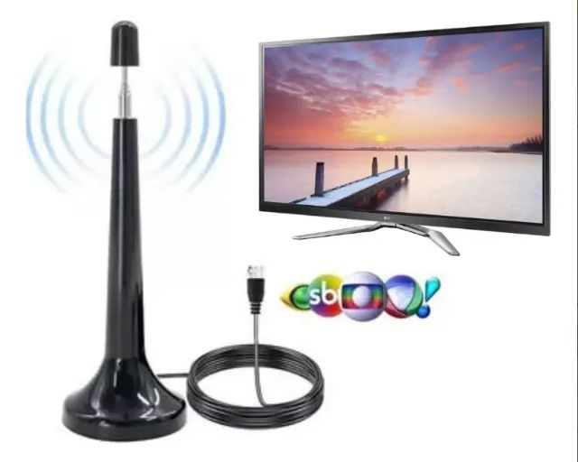 Antena Digital Tv Interna Amplificada Hdtv 4k Hd - Cabo 3m