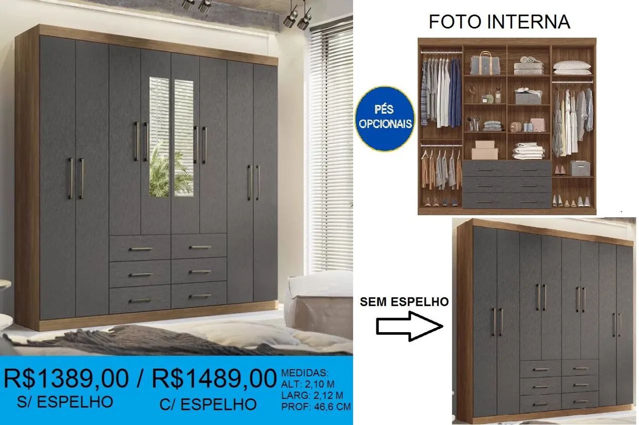 Guarda-roupa grande e reforçado