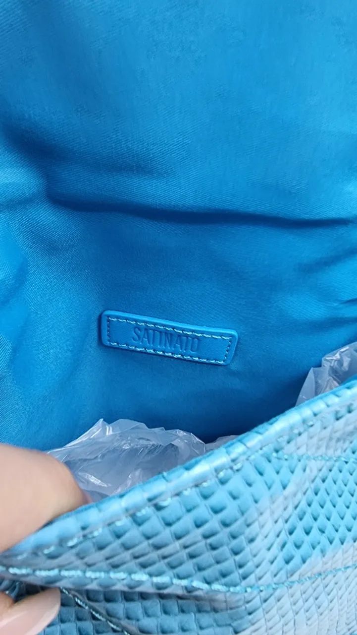 Bolsa Satinato Croco Transversal/Ombro Azul - Foto 3
