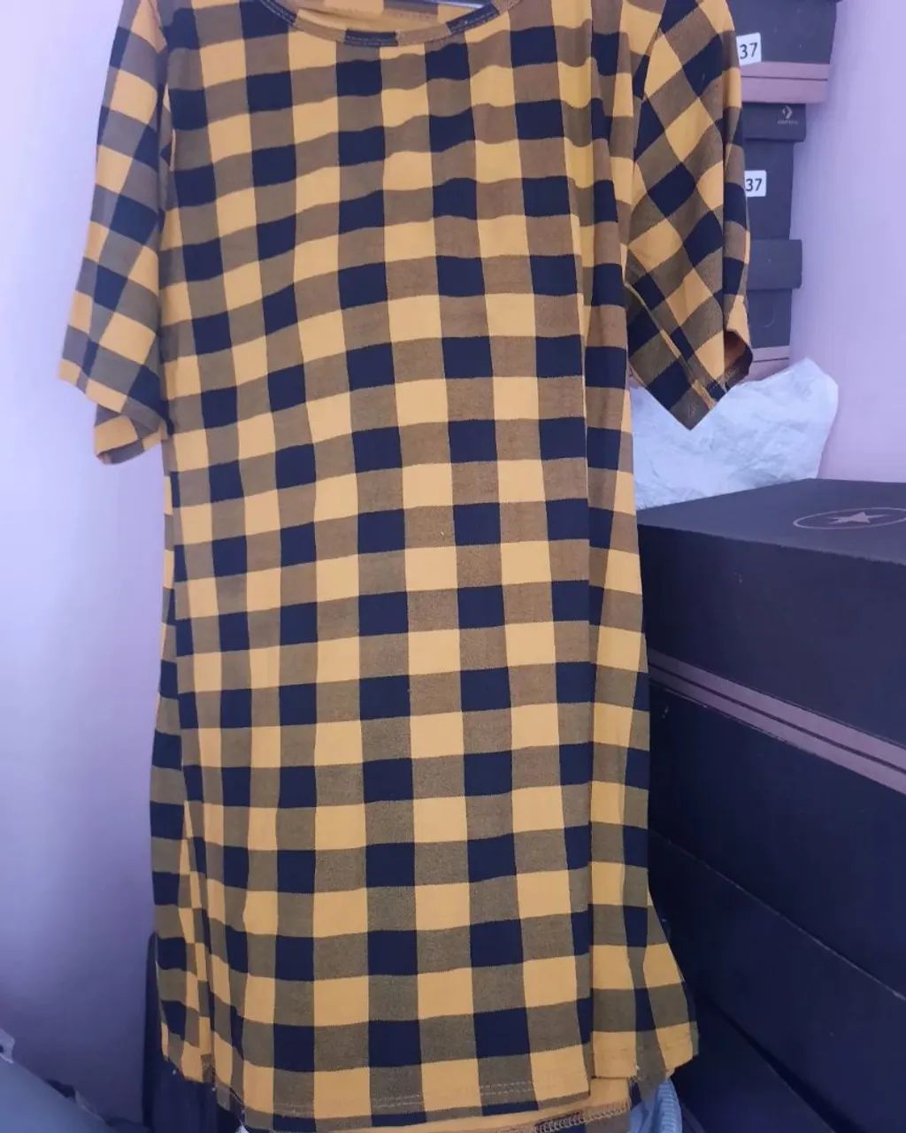 Vestido Xadrez Amarelo e Azul