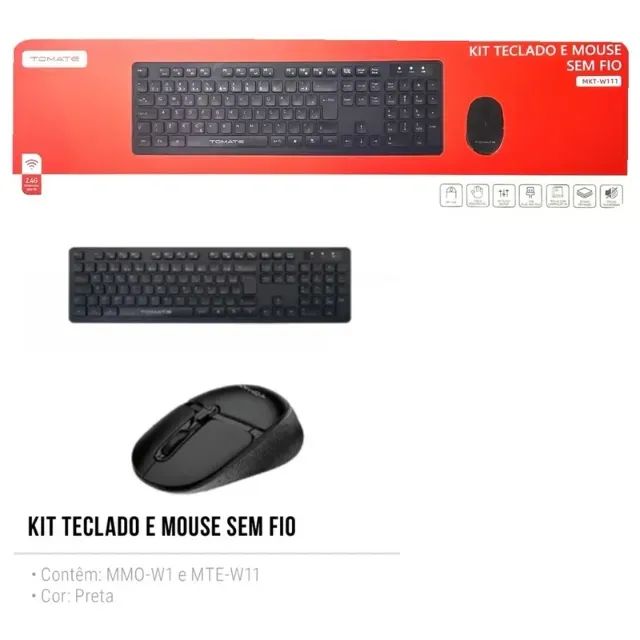 Kit Teclado e Mouse Sem Fio TOMATE MKT-W111 - Conectividade Estável, Design Ergonômico 
