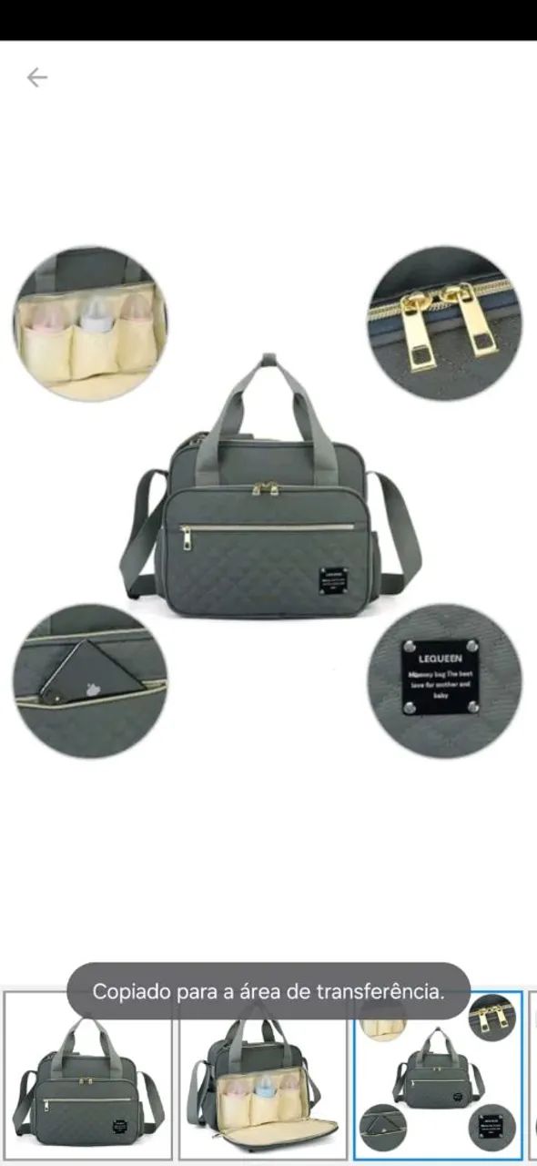 Bolsa Maternidade Cinza com Design Moderno lequeen - Foto 2