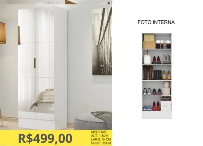 SAPATEIRA COM PORTAS DE VIDRO A PRONTA-ENTREGA  - Foto 2