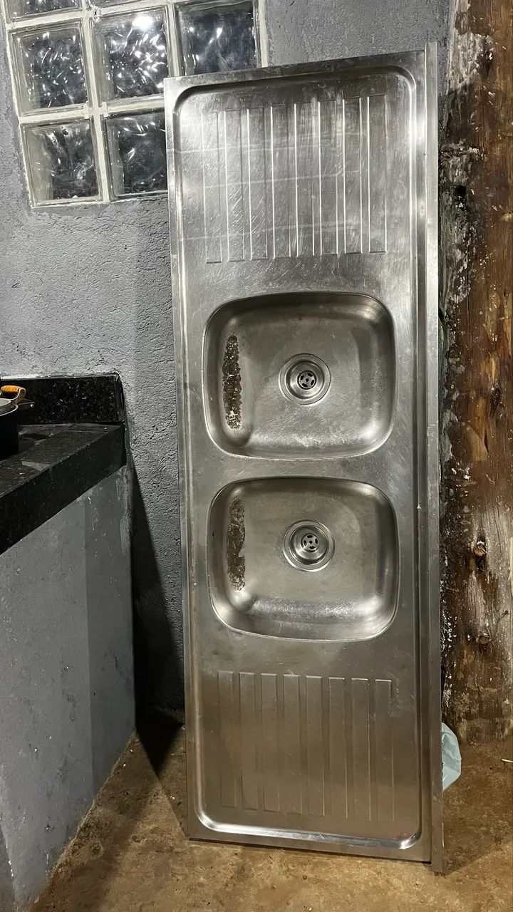 Pia com duas cubas inox 64962140109058121