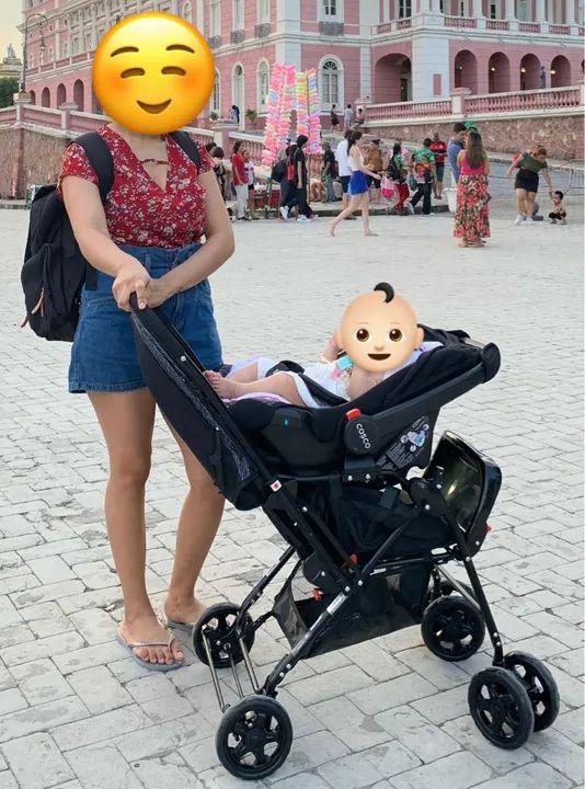 Carrinho de bebê com bebê conforto (2 em 1) - Foto 4