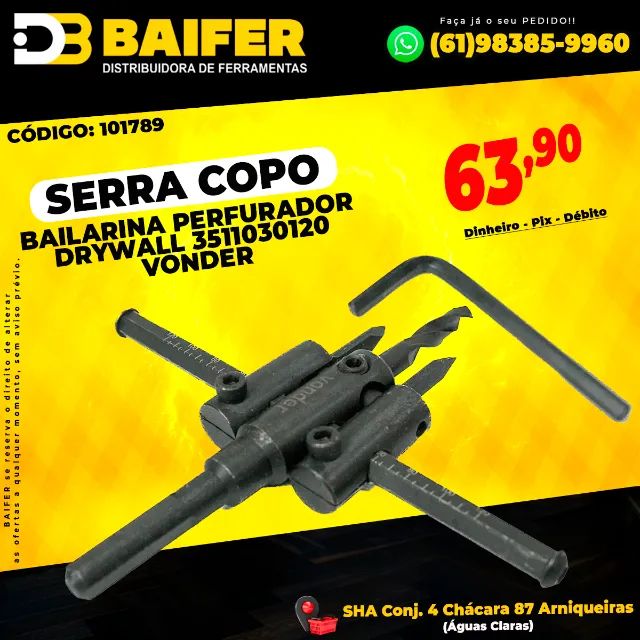 Serra Copo Bailarina Perfurador Drywall 3511030120 Vonder