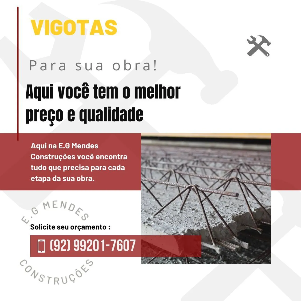 Vigotas a pronta entrega todas as medidas