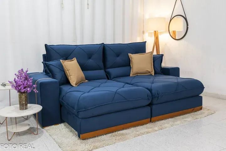 Sofá Retrátil e Reclinável Gran Bello 2.50m D33 Molas Ensacadas Veludo