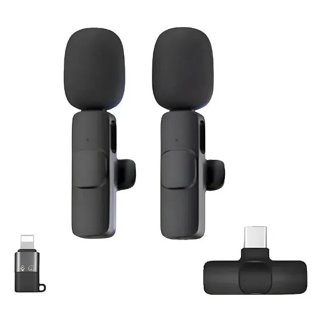2 Microfones Wireless Lapela Adaptador IOS Encaixe Tipo C - Foto 4