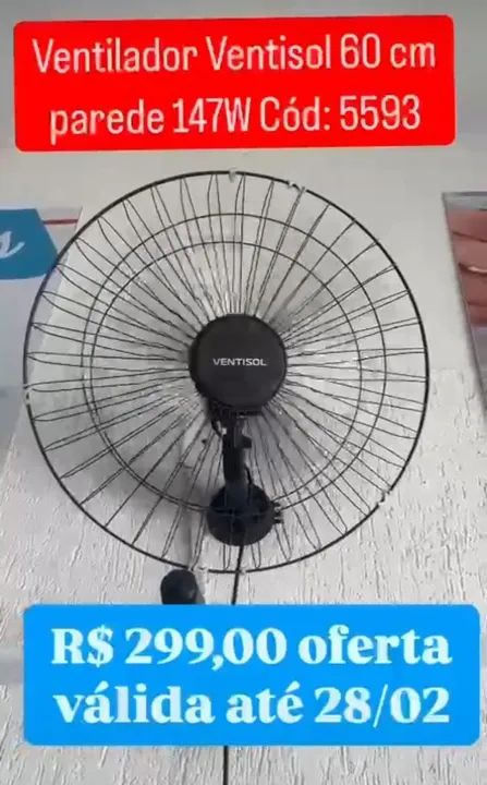 VENTILADOR DE PAREDE 60CM NOVO