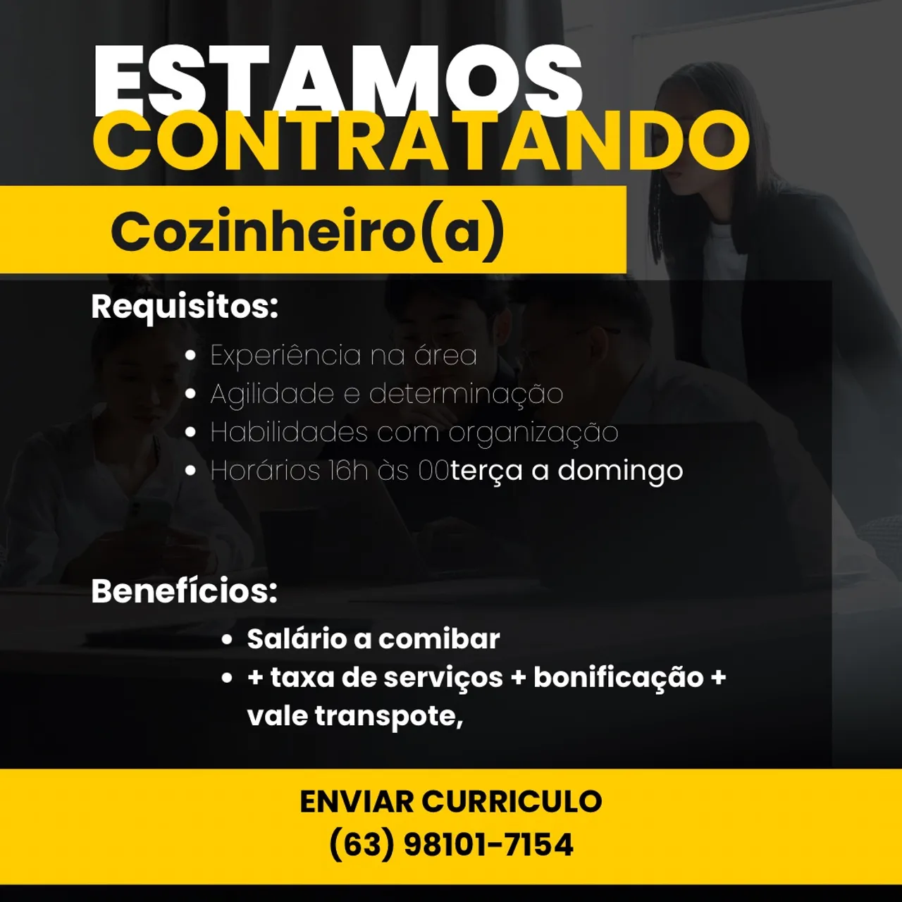 Vaga cozinheiro (a) 