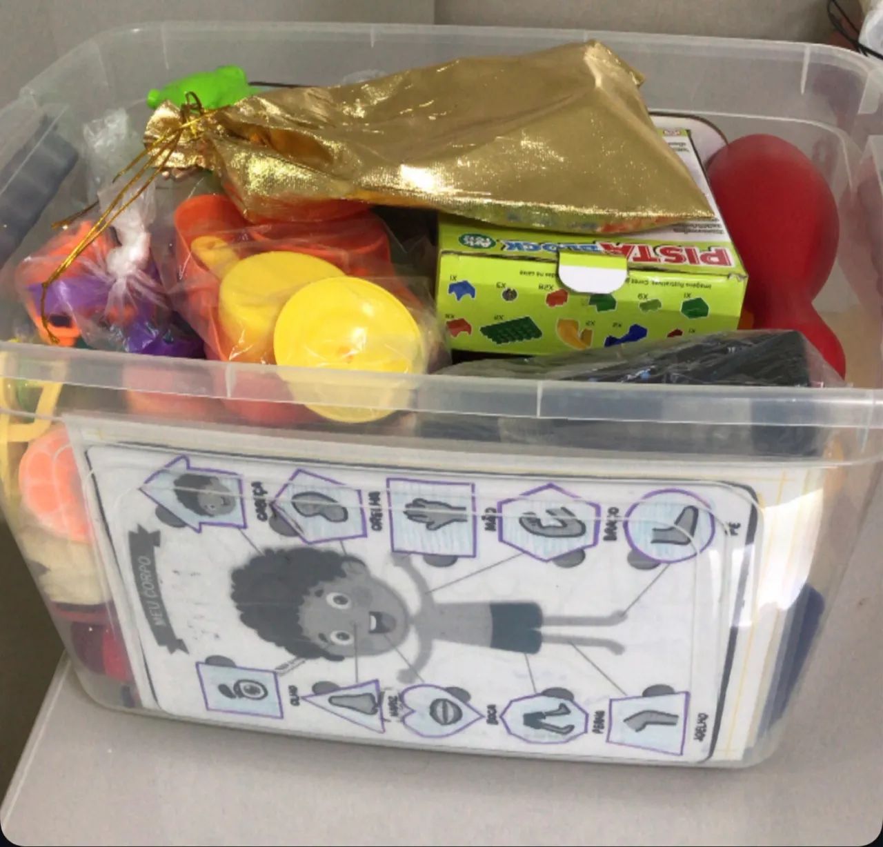 Caixa de Brinquedos Pedagógica. 