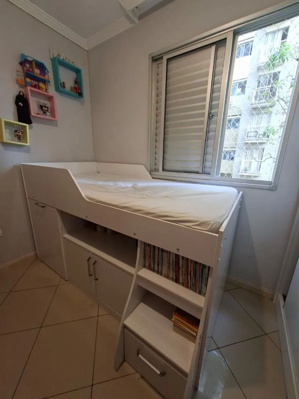 Cama solteiro multifuncional + colchão de espuma