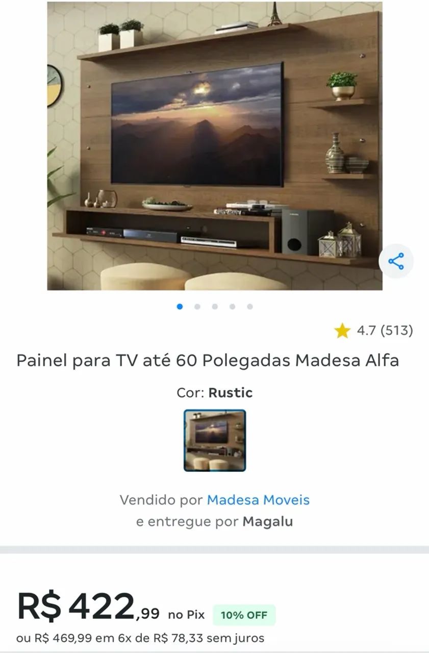 Painel Tv Até 60 Polegadas Madesa Alfa