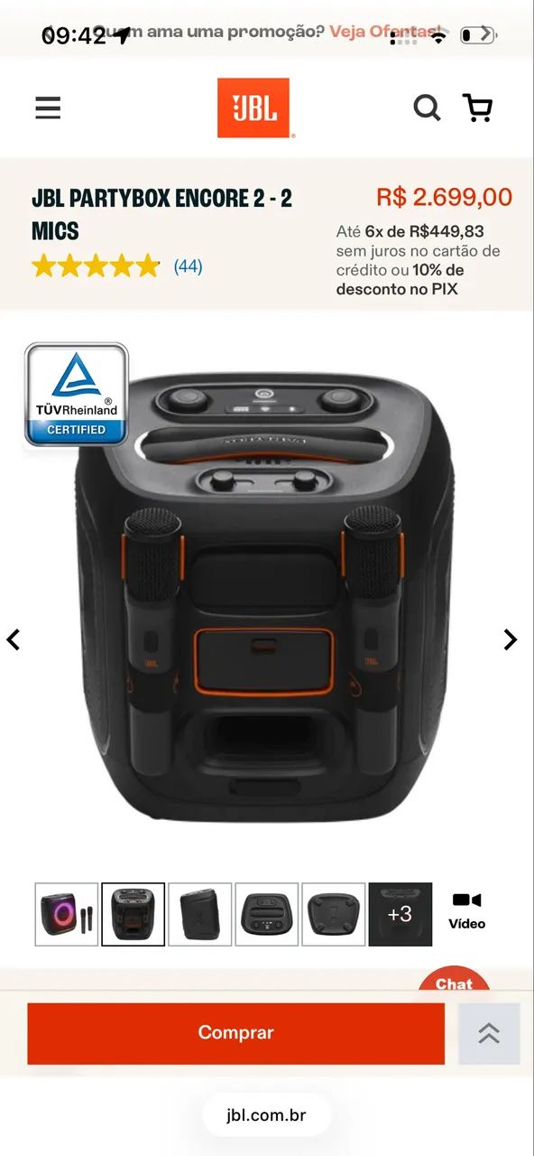 JBL Partybox encore 2 com 2 microfones  - Foto 3