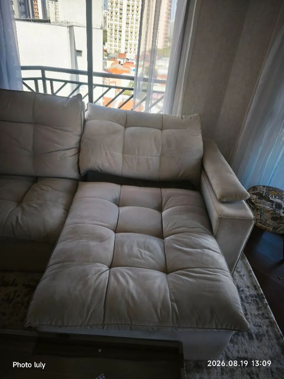 Sofá retrátil,com chaise, cinza, perfeito  - Foto 5