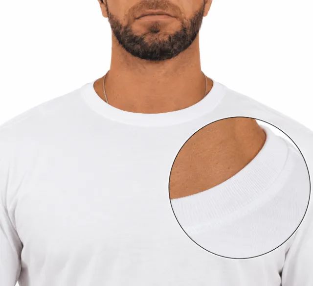 Kit 5 Camisetas 100% Algodão - Brancas - Foto 2