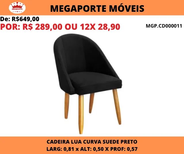Cadeira Estofada Lua Curva Suede