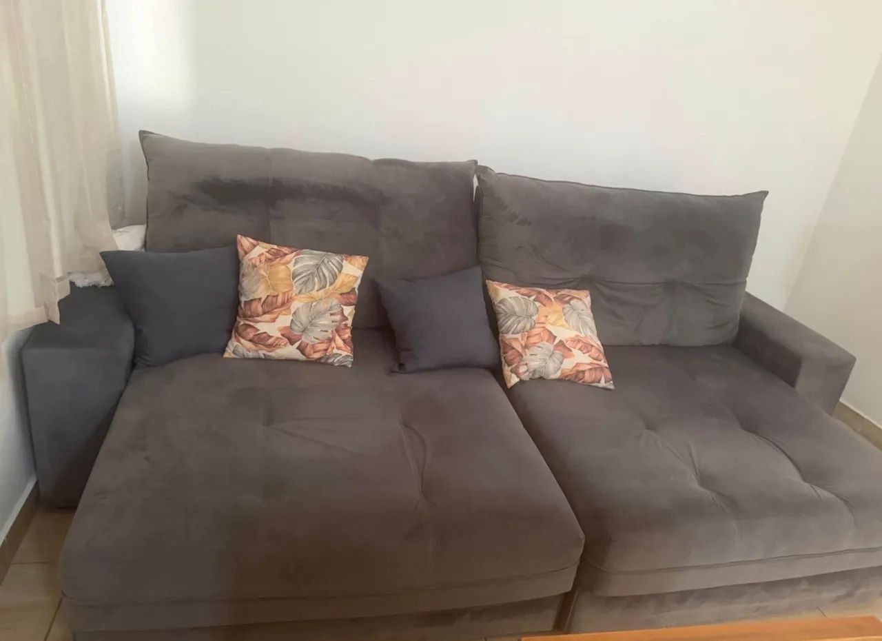 Sofá retrátil cama tecido suede molas ensacadas bonel em perfeito estado  - Foto 3