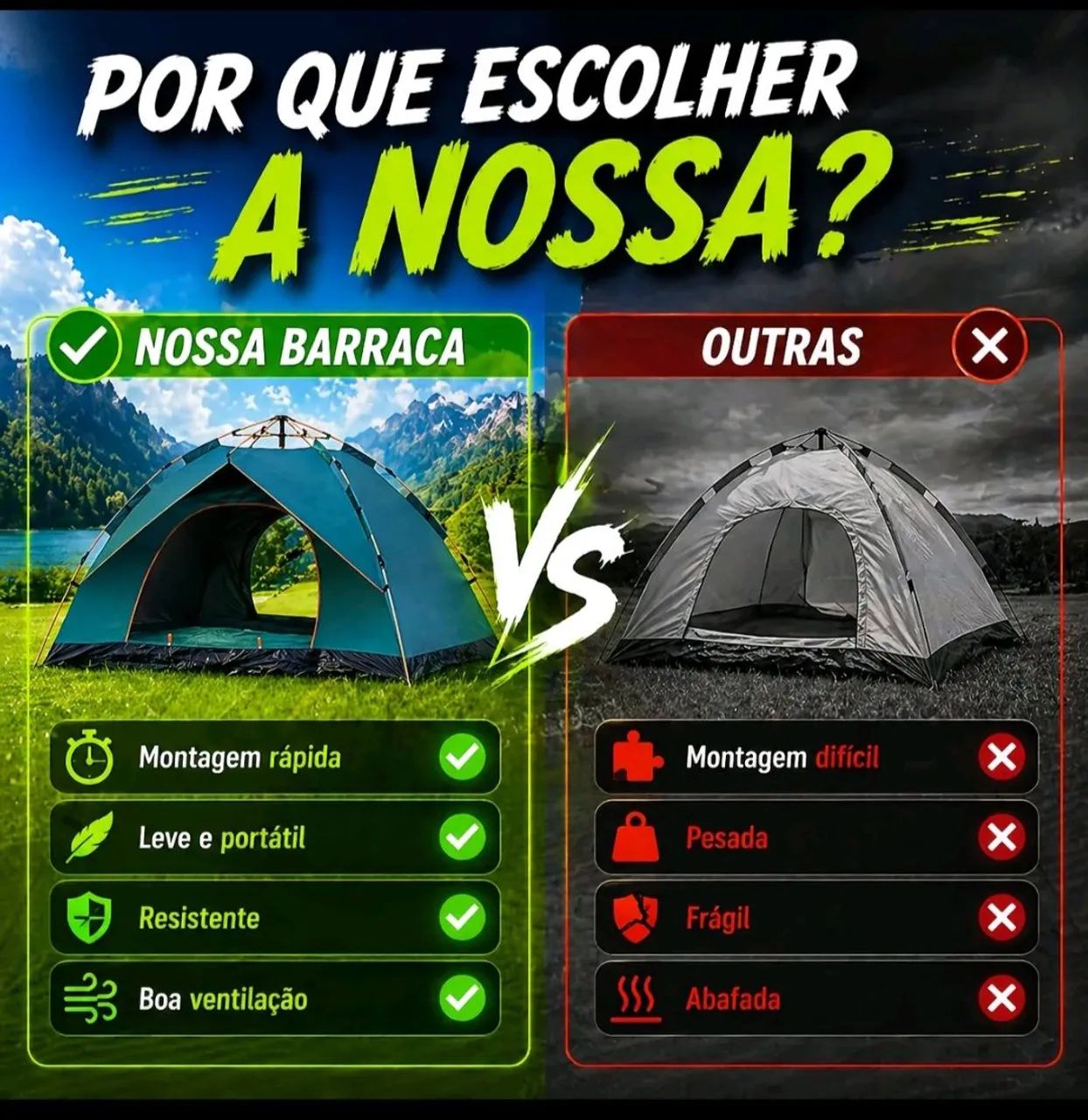 Barraca Automática para Camping Montagem Rápida Tecido Térmico Impermeável - Foto 5