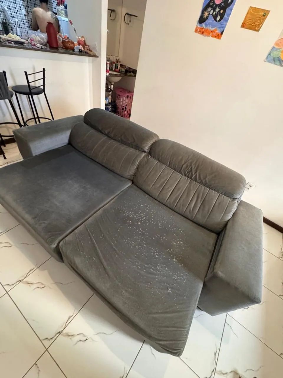 Sofá retrátil e reclinável usado com avarias - Foto 2