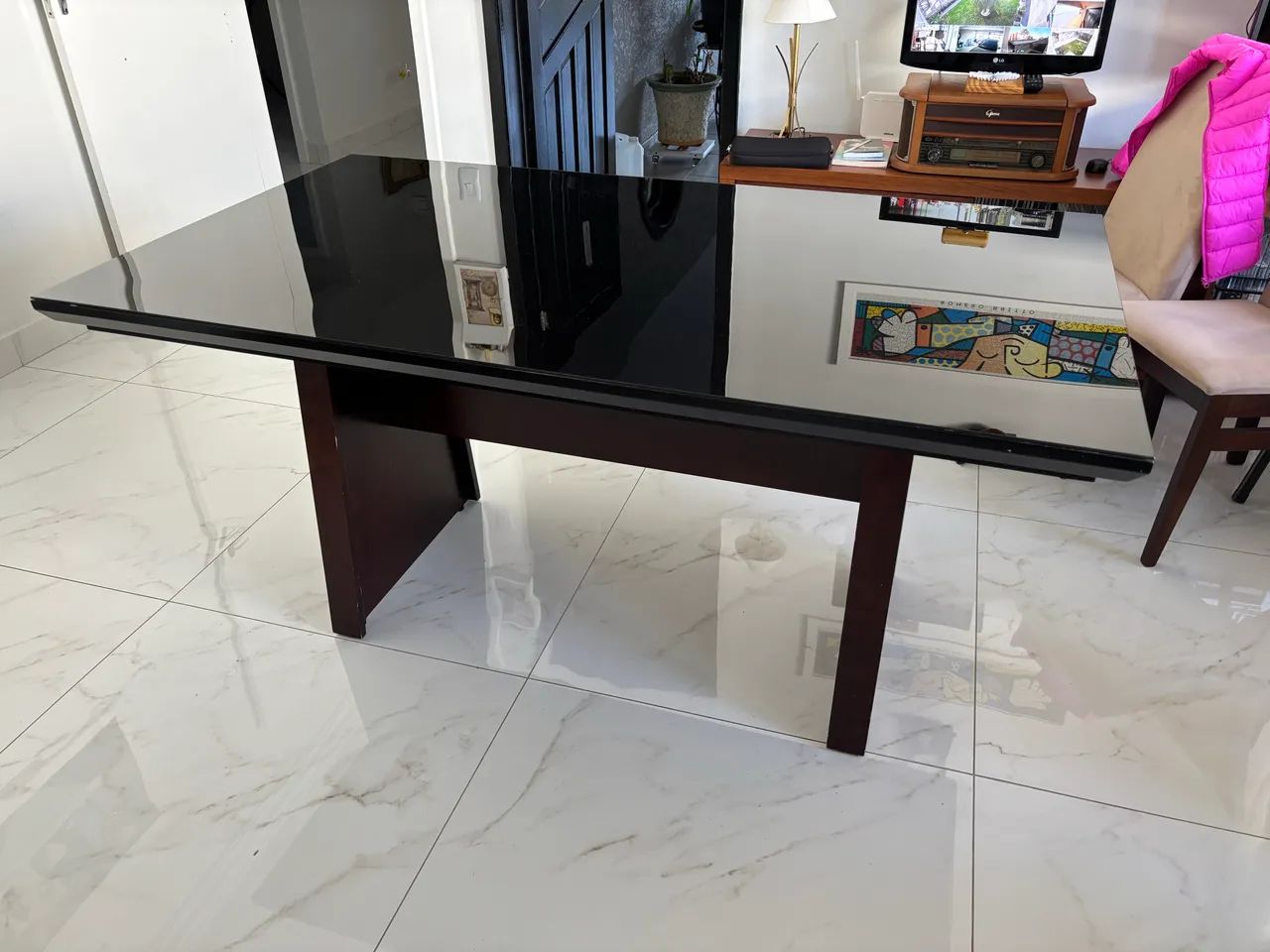 MESA DE JANTAR COM TAMPO EM VIDRO - Foto 2