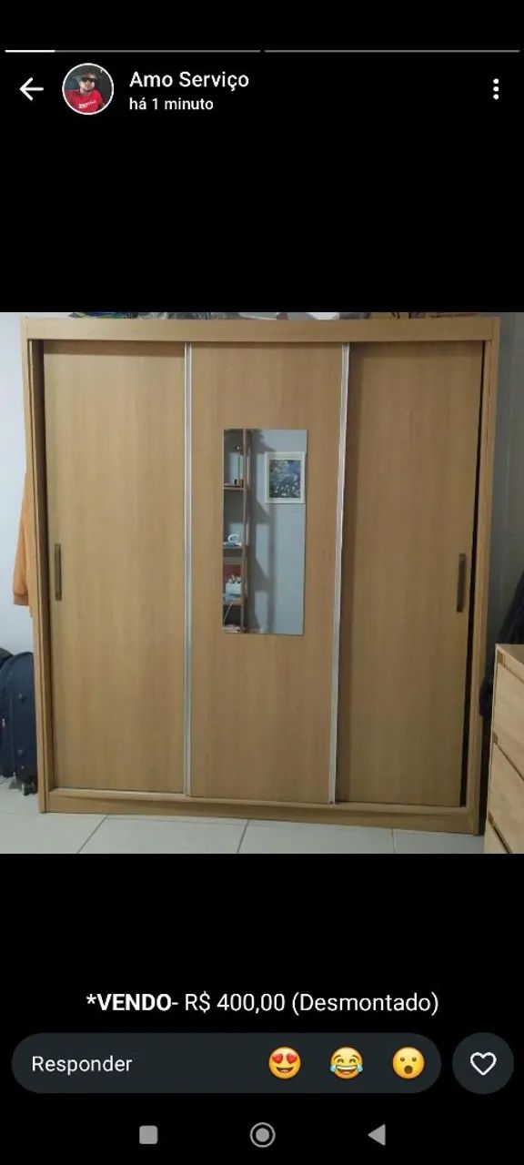 Guarda roupa 3 portas com espelho 