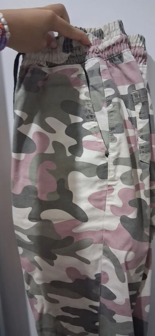 Calça estampada militar rosa - Tamanho P