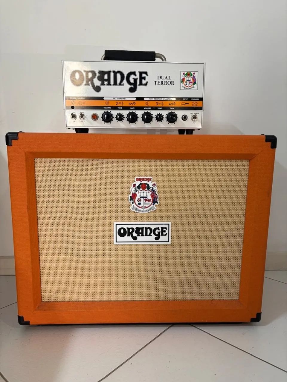 Cabeçote orange dual terror + caixa orange 2x12 V30 - Aparelhos de
