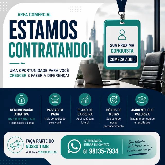 Acessor comercia / Contratação IMEDIATA!