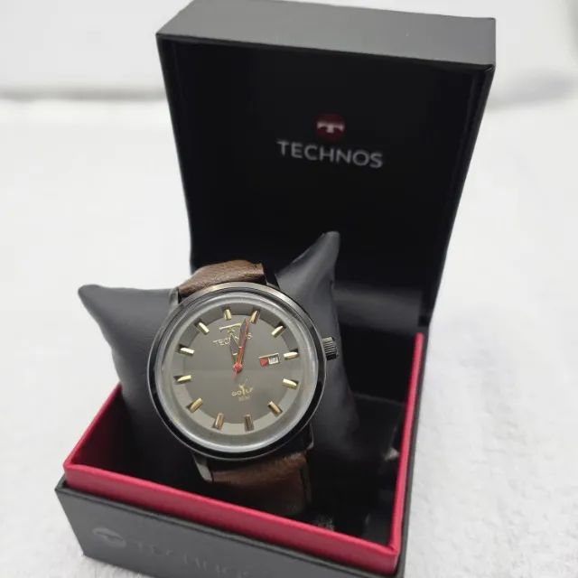 Relógio Masculino Technos Golf Couro Marrom 49mm Novo - Foto 2