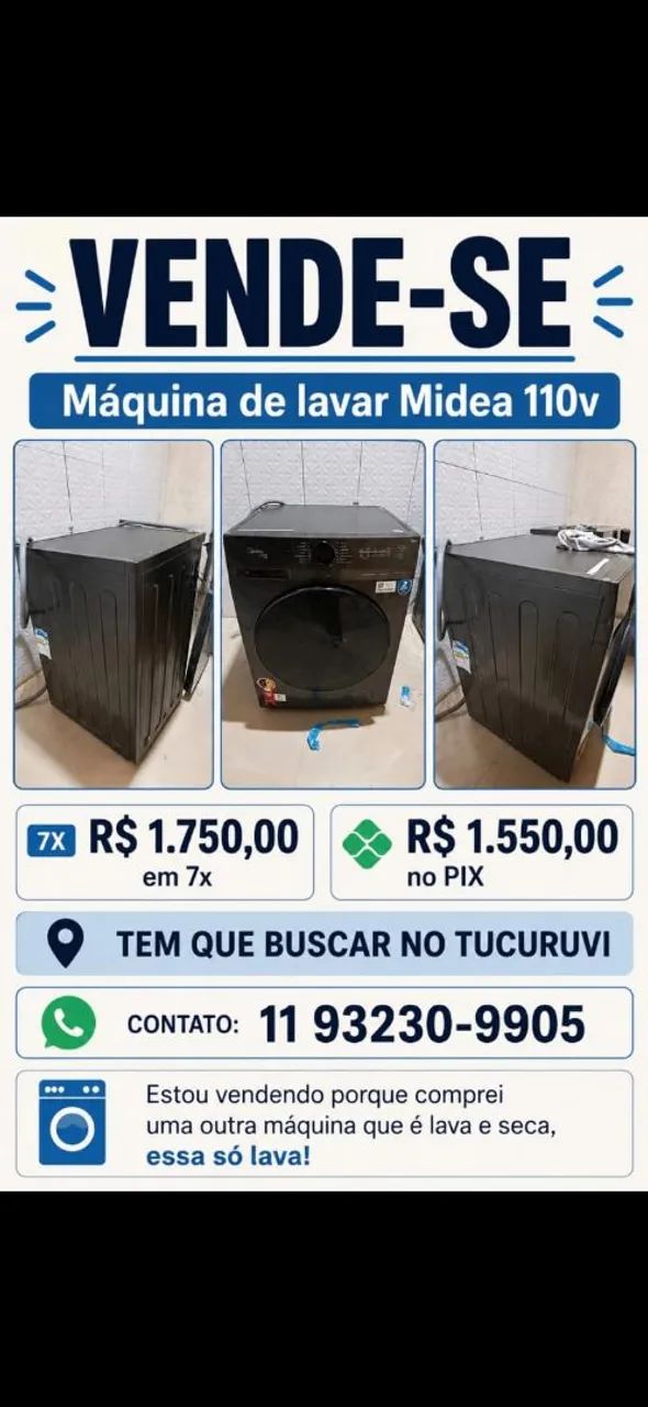 Máquina de lavar midea (NÃO É LAVA E SECA)