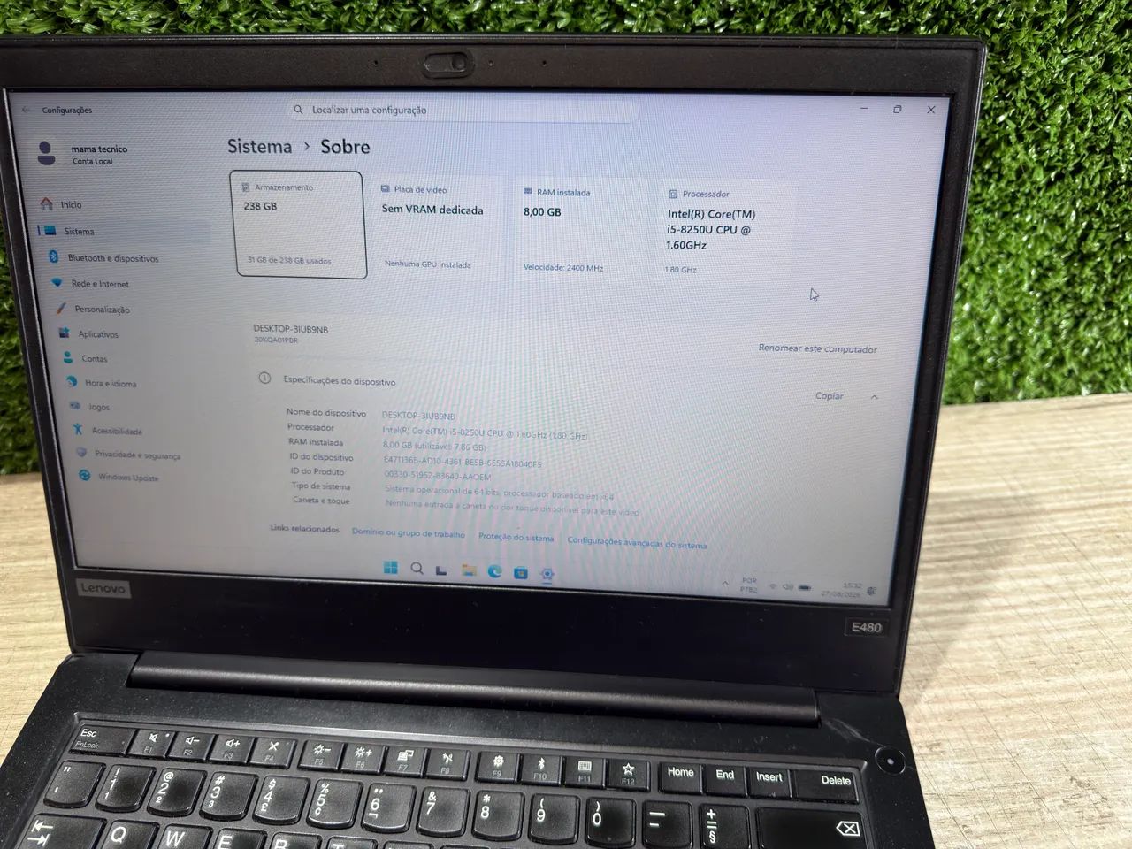 Notebook Lenovo ThinkPad E480 Core i5 8ram SSD240 Windows 11 Office Antivírus - Foto 4