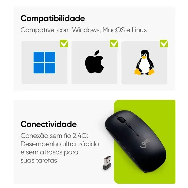 Kit Teclado e Mouse Sem Fio USB Get Compact 2 - Foto 4
