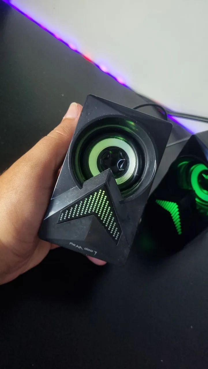Caixa De Som Gamer Loop Way CS28 Para PC E Notebook (LED RGB, P2 e USB)