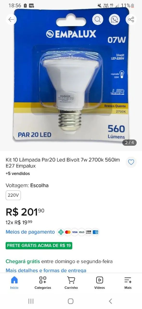 Kit 10 Lâmpada  - Foto 2