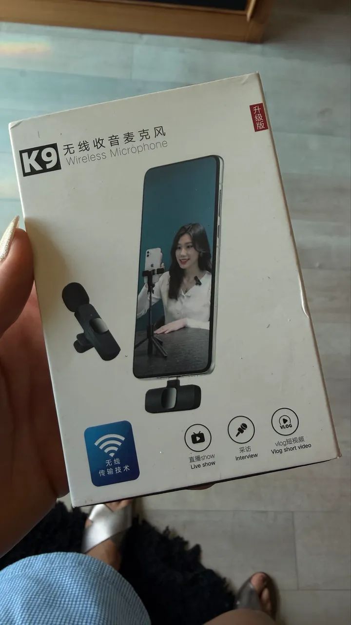 Microfone para celular via Bluetooth (carregamento USB) 