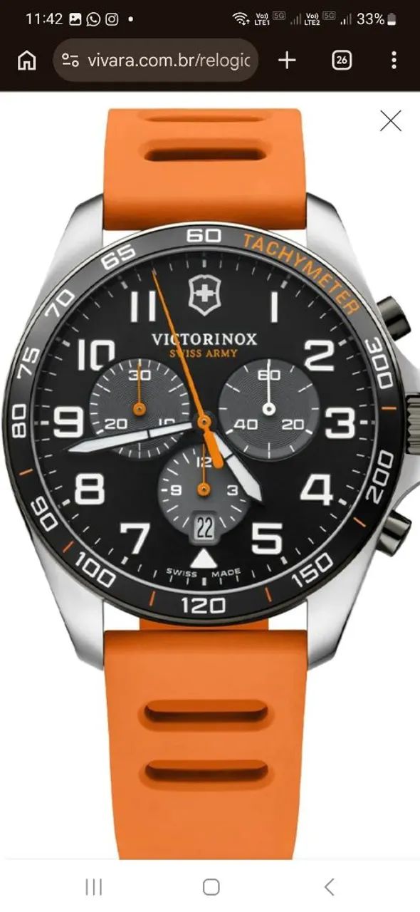 Relógio Victorinox FieldForce chrono sport laranja - Foto 3