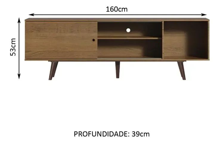 Rack Madesa Dubai Para Tv Até 65 Polegadas C/ Pés Rustico - Foto 3