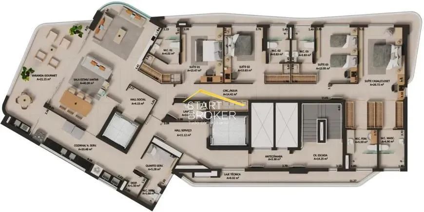 Condomínio Icon Diagonal - Apartamento com 4 Quartos e 5 banheiros 254 m² - Foto 4