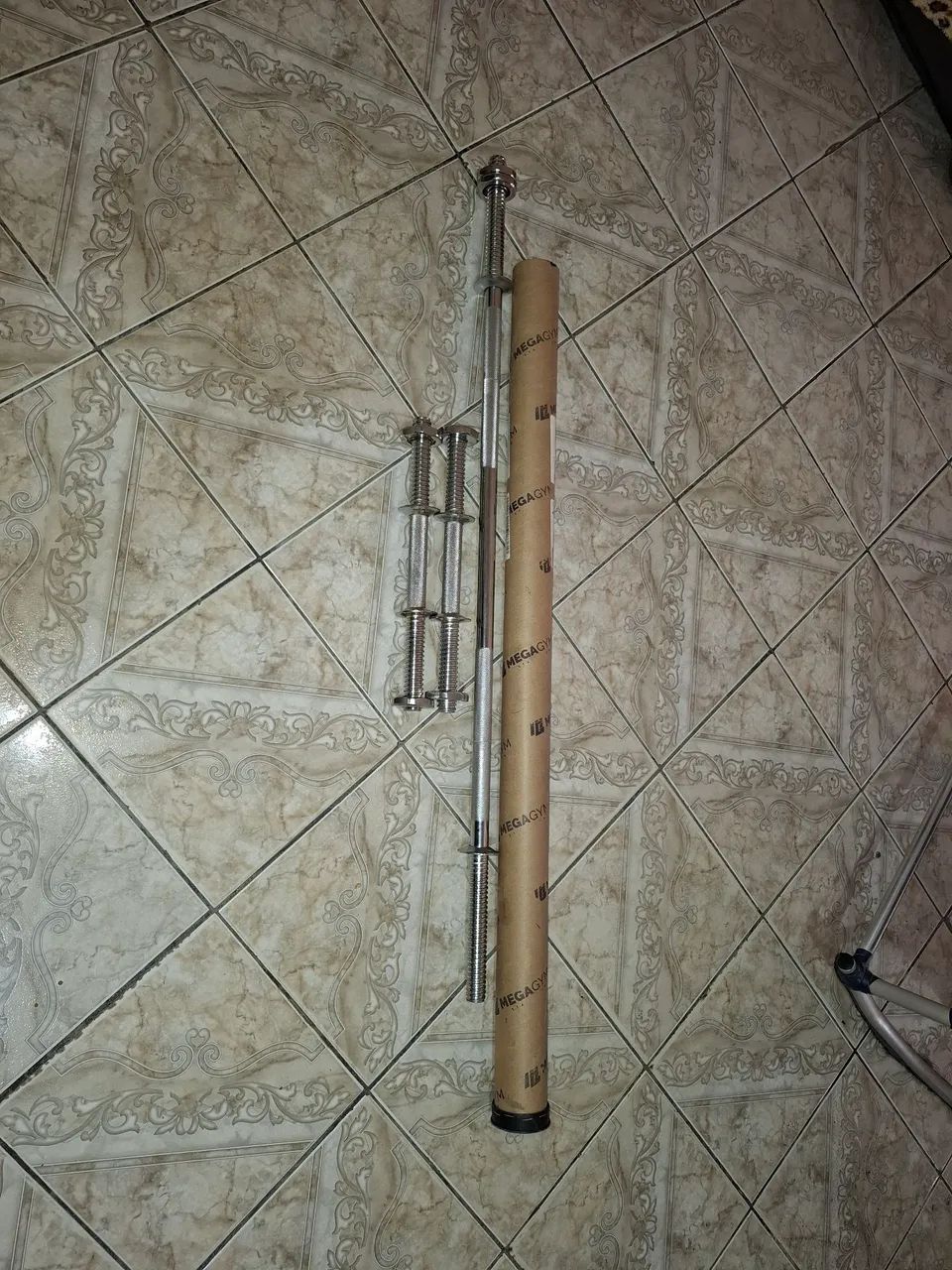 Barra aço maciço 1.20m e halter barra maciça 40cm - Foto 3