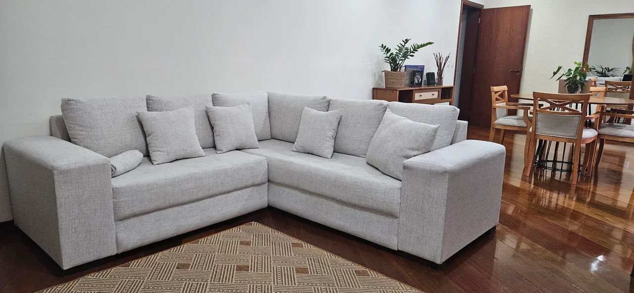Vendo Sofá de Canto Linho de Algodão White Semi-novo R$ 2.500,00 - Foto 4